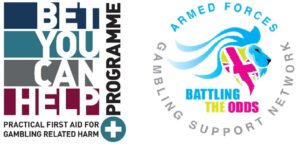 Logos for gambling harms training programmes Betyoucanhelp and Battling the Odds